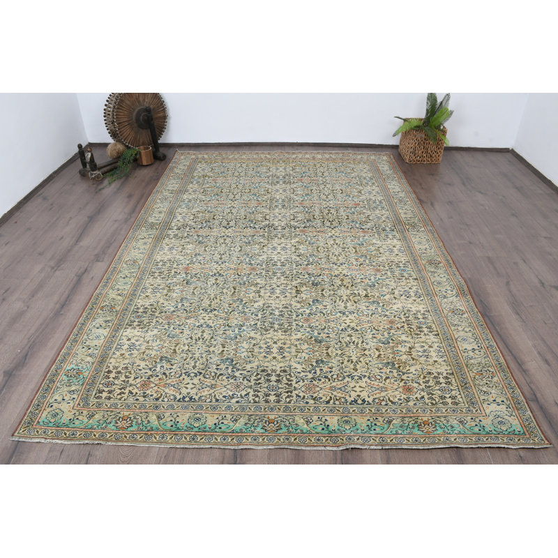 Tapis beige en laine Classic Patchwork 76 x 115,7 pouces