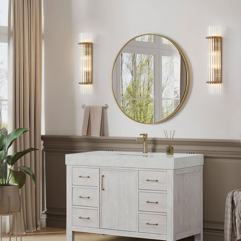 Casandra 4-Light Brushed Brass Solid Crystal Glass Bars Wall Sconce