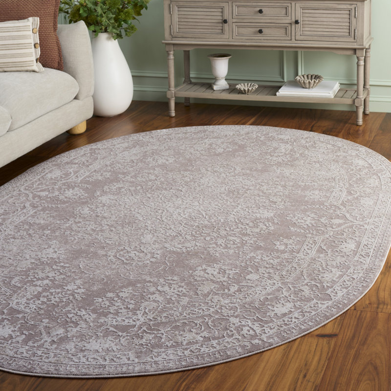 Calidia Oriental Beige/Cream Area Rug, Oval 6' x 8'