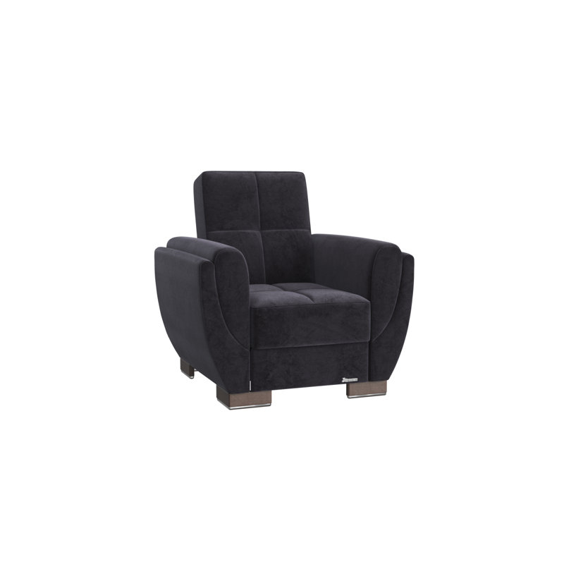 Fauteuil convertible en microfibre avec rangement Primenest Skyhaven Collection, Microfibre noire