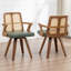 Modern Upholstered Faux Leather Rattan Back Dining Chairs-230959635