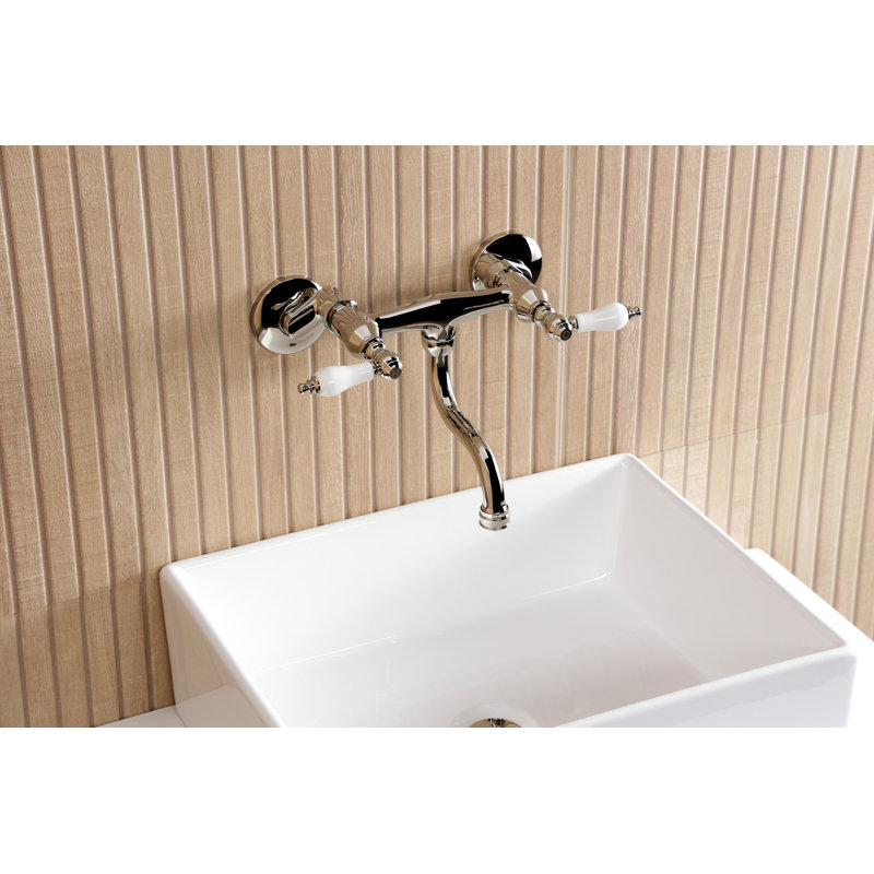 Kingston Brass Kingston Two-Handle 2-Hole Wall Mount Bathroom Faucet, Polished Nickel