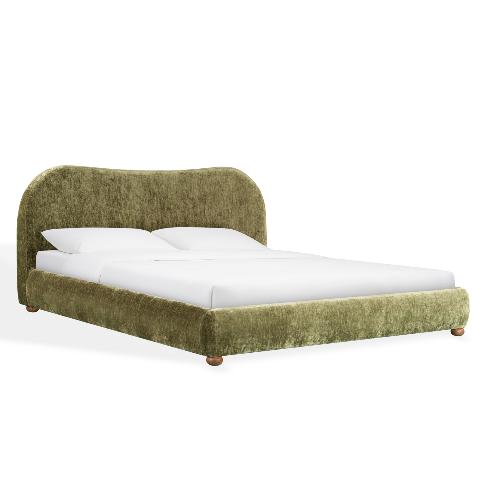 Liza Upholstered Bed, King, Dark Green Chenille