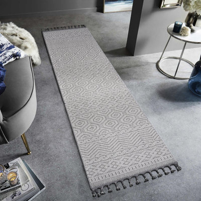 Tapis blanc géométrique 2X8, antitache et antidérapant, pour animaux de compagnie, à poils moyens, pour porter un tapis intérieur / extérieur Tear 2X8, teint, pour animaux, fabrication stable