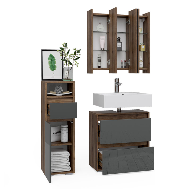 Bertolde 3 Piece Bathroom Furniture Suite