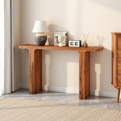 Console rustique 60 "avec placage d'acacia - Canapé d'entrée pour le couloir et le salon