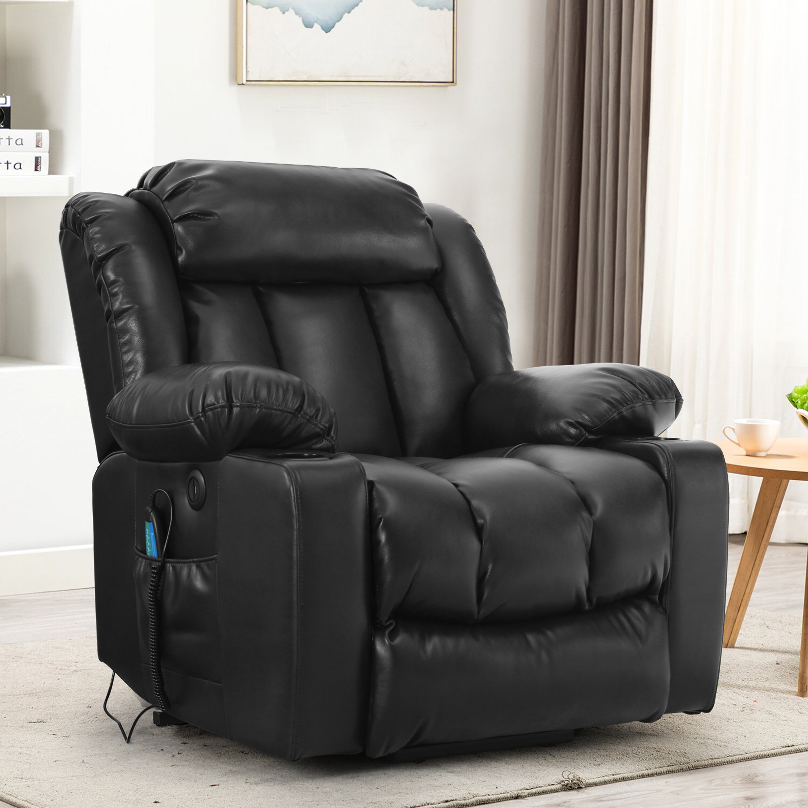 Hanover Big Man Large Oversized Pillow Back Leather Recliner