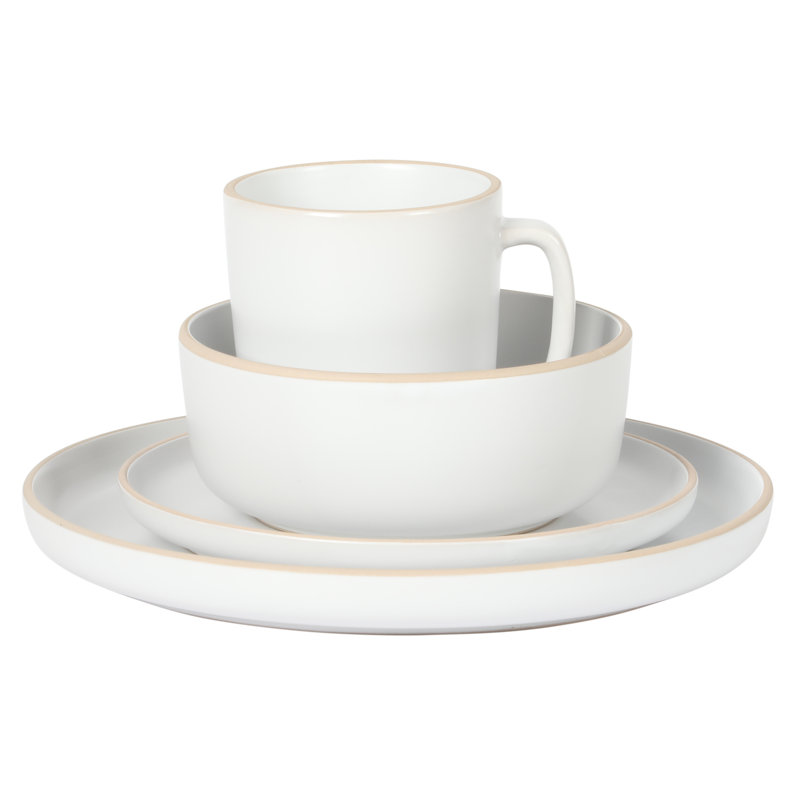 Zuma 16 Piece Dinnerware Set, Service for 4, White