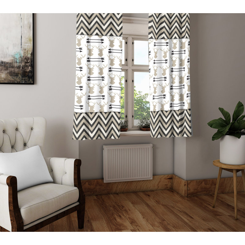 Paire de rideaux semi-transparents avec passe-tringle Chevron, L 20 po x L 82 po