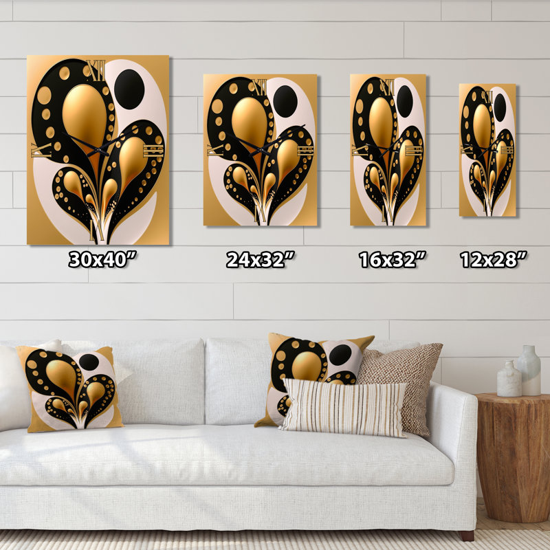 Rising Gold III - Très grandes horloges murales géométriques modernes, H 32 po x l 24 po x P 1 po