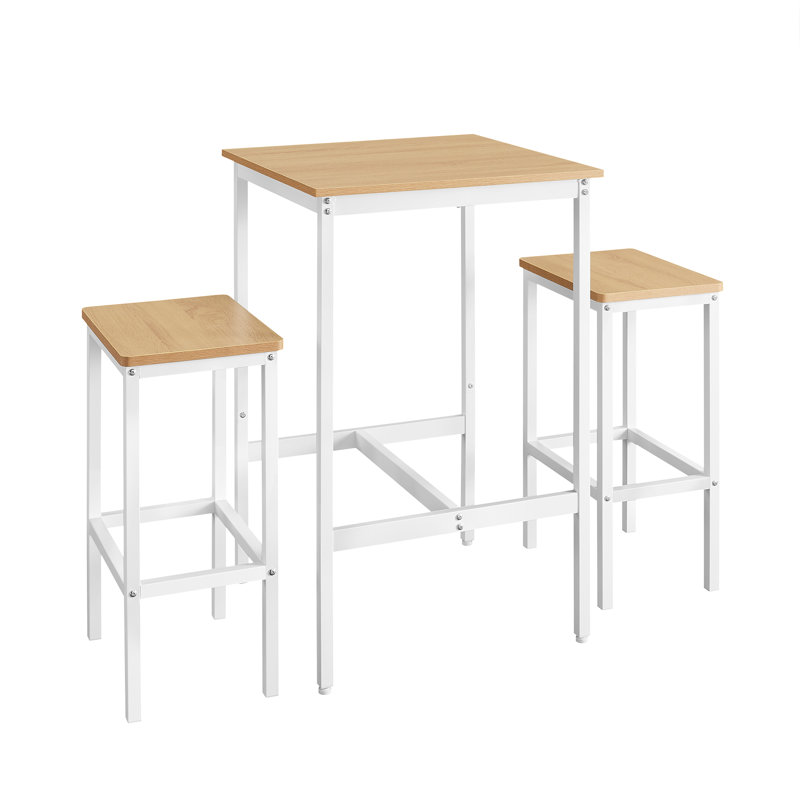 Bar Table And Chairs Set, Golden Oak/Cloud White