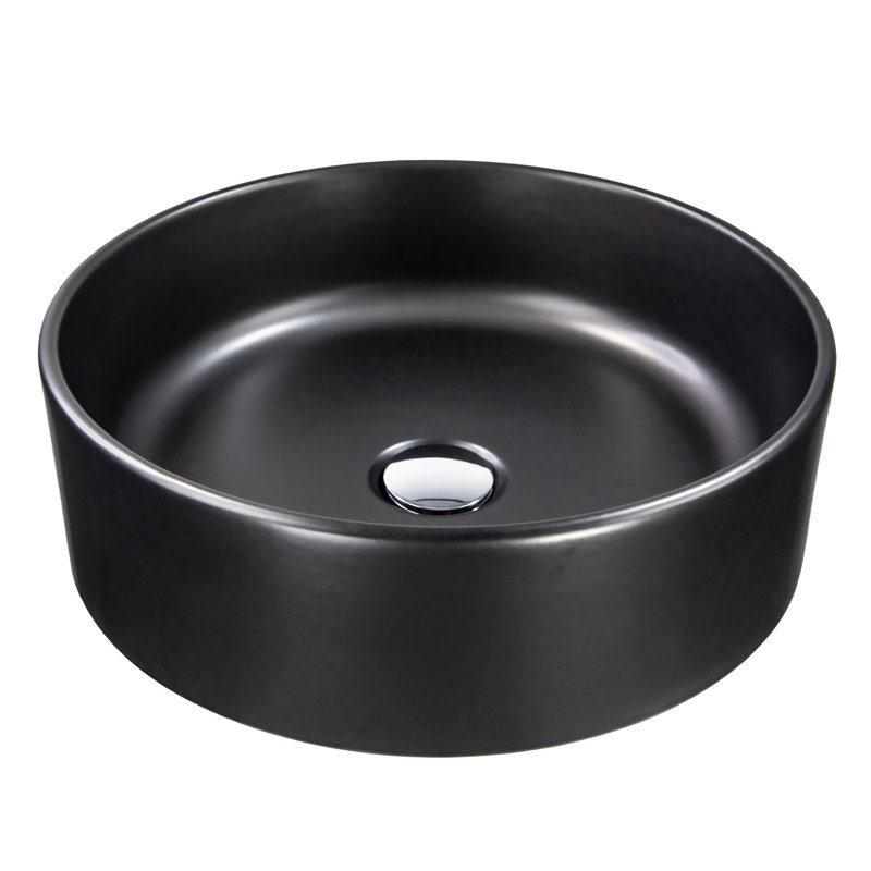 Regatta Poured Circular Vessel Bathroom Sink, Matte Black