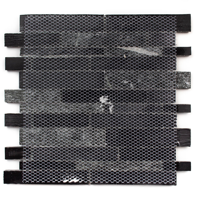 Cosmos Brick Glass Mosaic Tile, Black/Gray