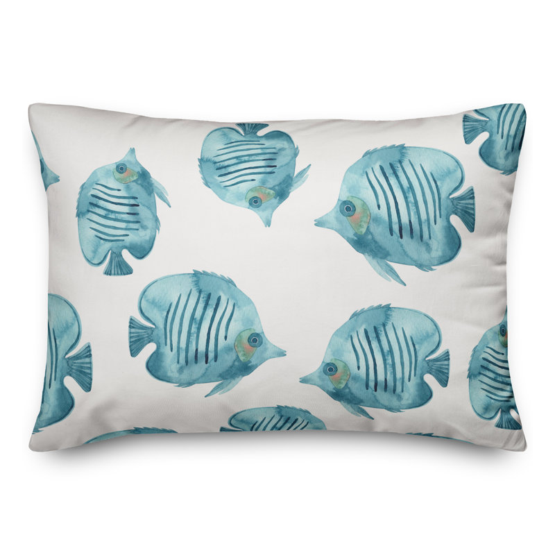  Housse et insert de coussin rectangulaire poisson