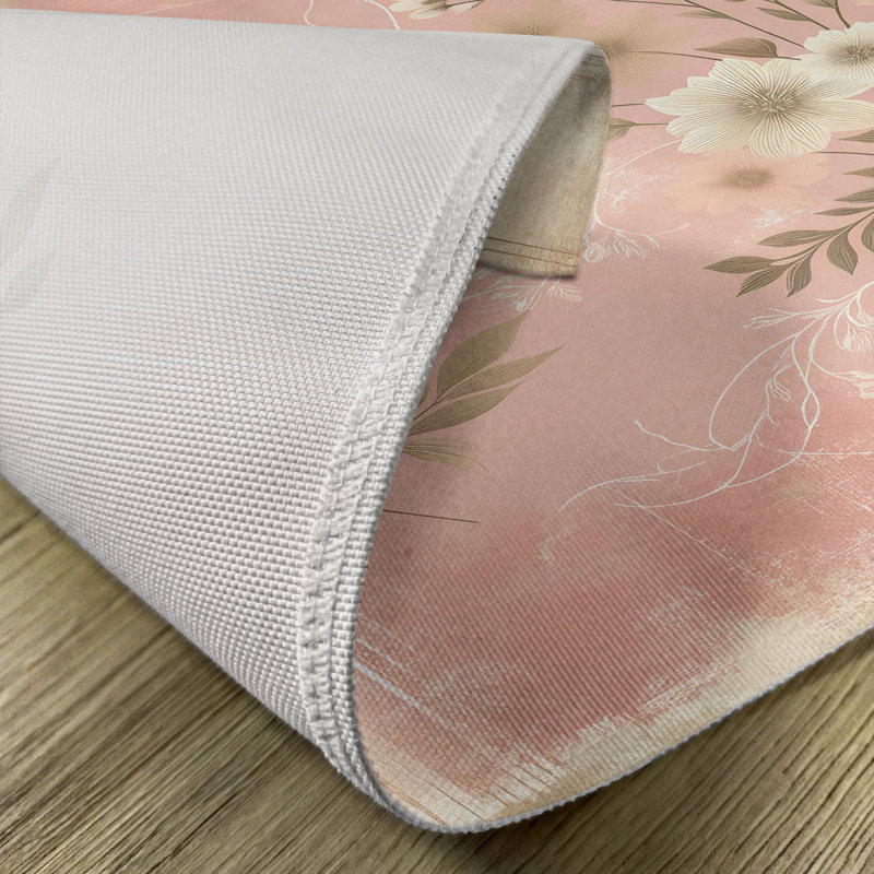 Blush and Dark Mustard Floral Polyester Rectangle Placemats, Set of 4