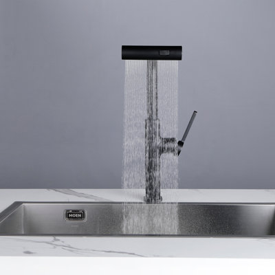 17.7" Modern Single Handle Kitchen Sink Faucet With Pull Down Sprayer, 3 Flow Modes