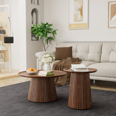 Pièces de tables basses et de cocktail, ensemble de maison moderne en bois aggloméré noyer