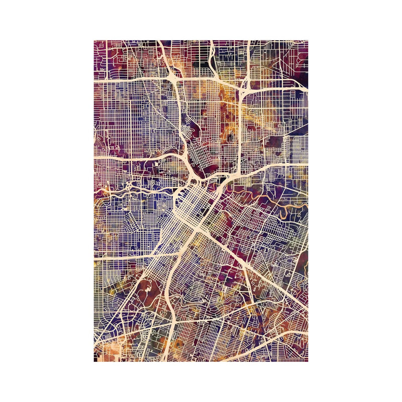 Houston Texas City Street Map II by Michael Tompsett - Wrapped Canvas Gallery-Wrapped Canvas Giclée