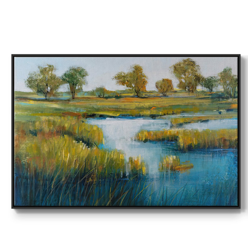 Toile tendue avec cadre Marshland View IV, H 17 po x l 25 po x P 2 po, Noir