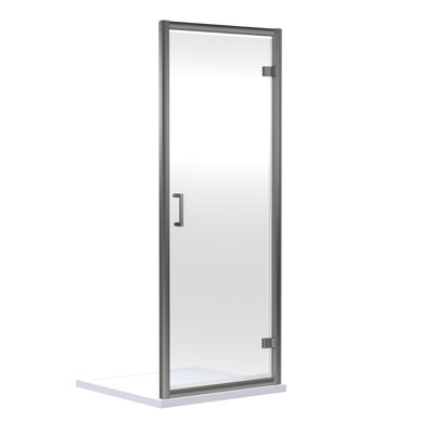 Bayswater 760mm Brushed Pewter Semi-Frameless Hinged Shower Door