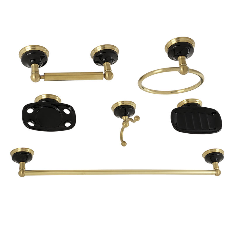 Ensemble de quincaillerie de salle de bain 6 pièces water onyx, Laiton brossé