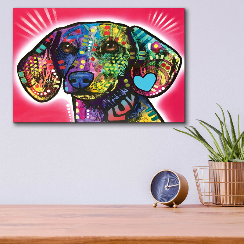 «Luv Doxie» par Dean Russo, H 12 po x l 16 po x P 0,13 po