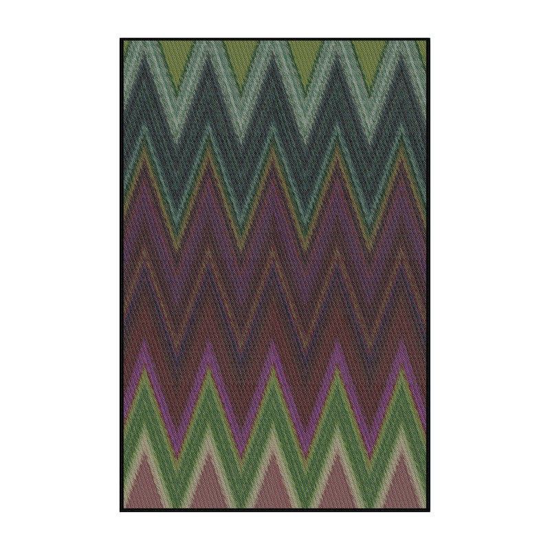 Tapis décoratif vert à chevrons Sankey, Rectangle 4 pi x 6 pi