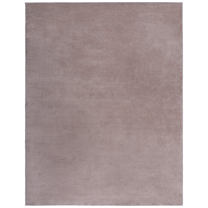 Tapis uni en polyester tissé à la machine de couleur taupe, Rectangle 8 pi x 10 pi