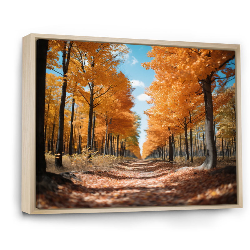 " Orange Tree Autumn Canopy II ", 34" H x 44" W x 1.5" D, Natural Floater Framed