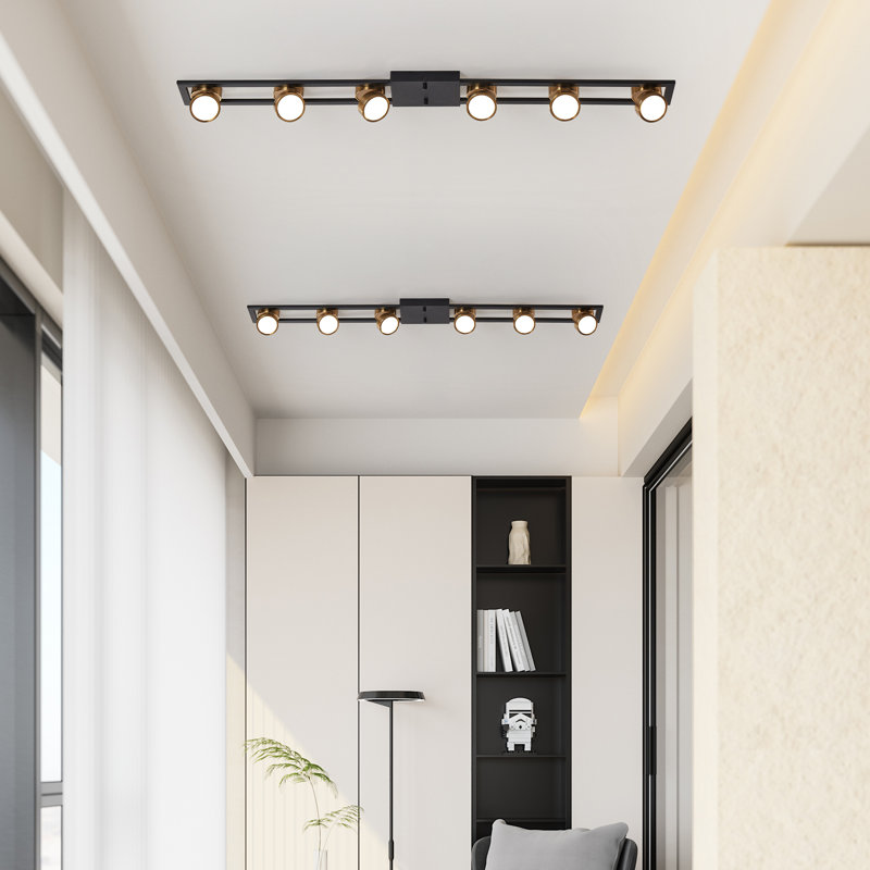 Plafonnier encastré à intensité variable à 6 lumières DEL 48,42 po, Matte Black/Gold