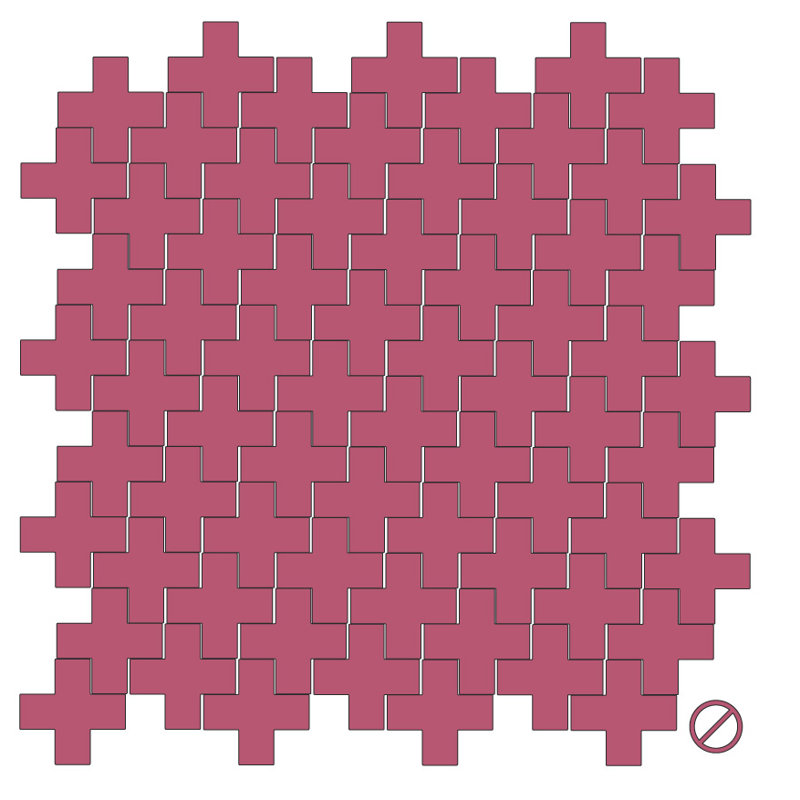 Décalcomanie murale à motifs croisés suisses, H 3 po x l 3 po x P 0,01 po, Rouge à lèvres