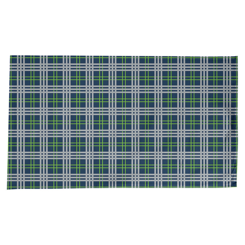 Nappe en mélange de coton à carreaux, Bleu marine collège / vert action / gris loup