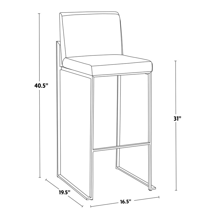 Tabouret de bar et de comptoir à dossier haut Brieon (ensemble de 2), Acier inoxydable, Velours blanc, Tabouret de bar "30"