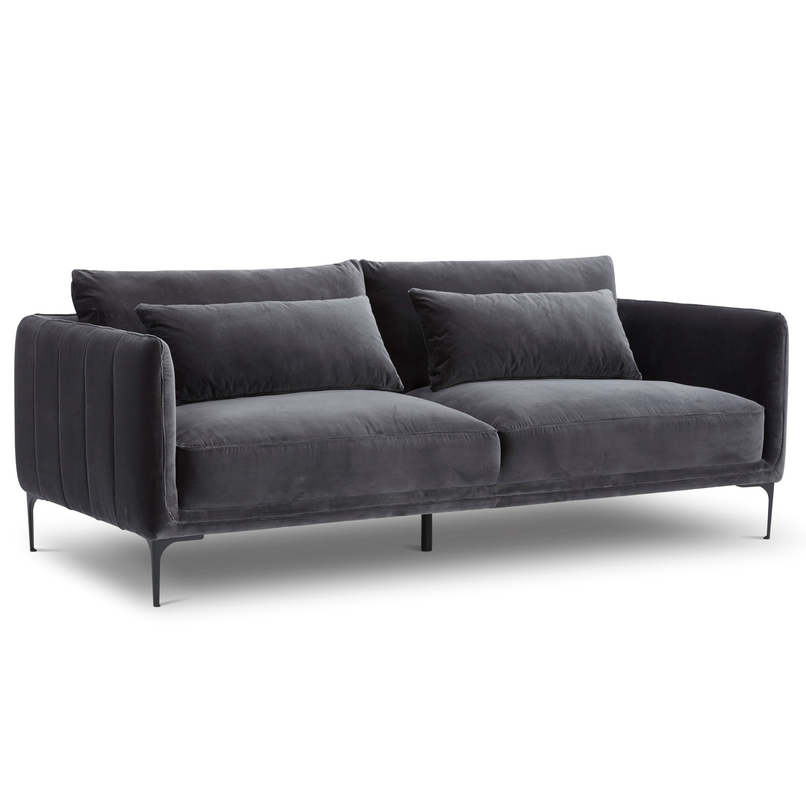 Rae 84'' Upholstered Sofa, Gray Velvet