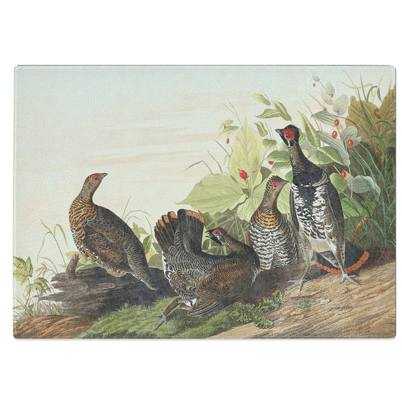 Tempered Glass Spotted Grouse by John James Audubon Chopping Board, 28.5 cm W x 20 cm L