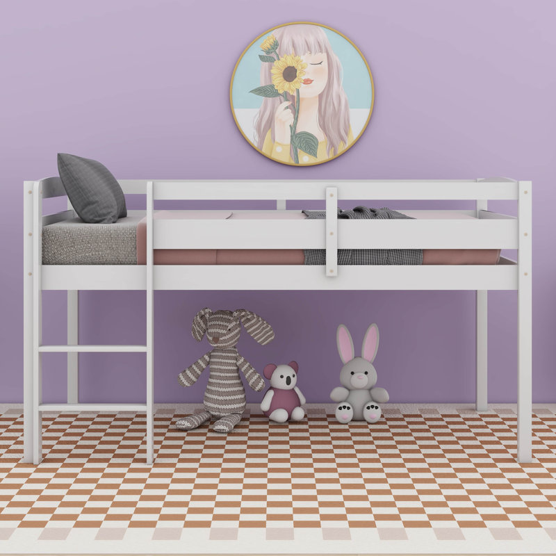 Lit mezzanine simple Haralampie, pour enfants, Blanc