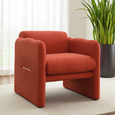 Chaise d'appoint moderne en tissu avec accoudoirs ondulés et décor en métal