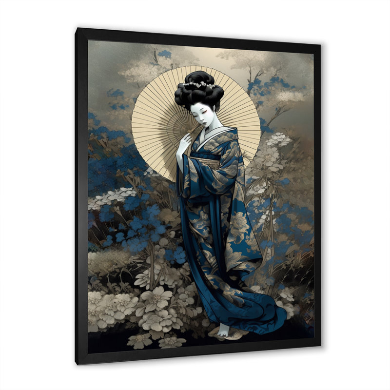 «Elegant Japanese Woman II», impression sur toile, Cadre photo noir, H 20 po x l 12 po x P 1 po