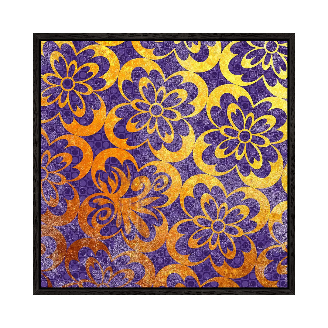 Flourished Floral In Gold With Purple Patterns von 5by5collective - Gallery-Wrapped Canvas Giclée on Canvas