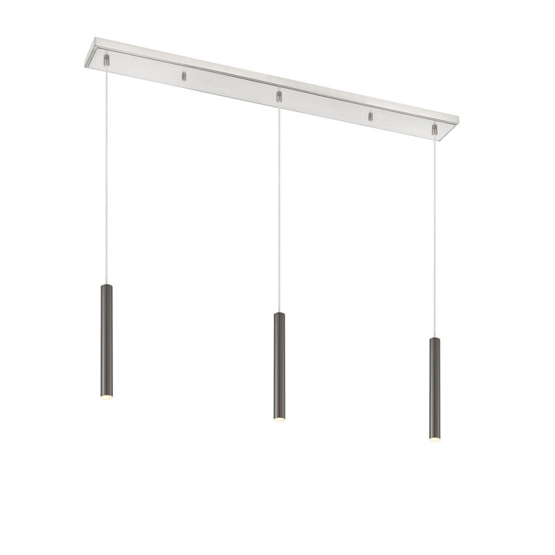 Bowning 3 - Light Kitchen Island Pendant, Brushed Nickel, Brushed Nickel
