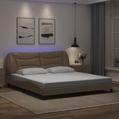 Structure de lit vidaXL avec DEL sans matelas Hvar Cappuccino 180 x 200 cm