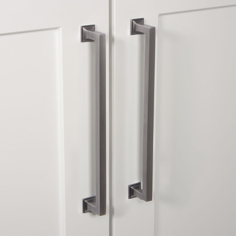 Grandeur Geneva 8" Brass Handle Pull, Antique Pewter
