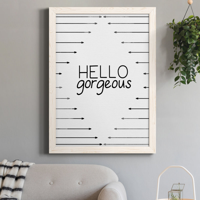 «Hello Gorgeous», art textuel sur toile, Blanc, 20" H x 17" W x 1" D