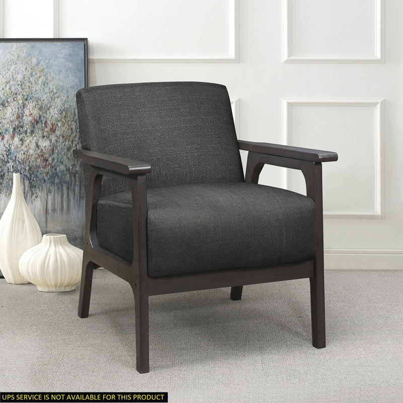 Chaise d'appoint rembourrée en tissu gris foncé et bois d'hévéa massif gris antique, Gris foncé