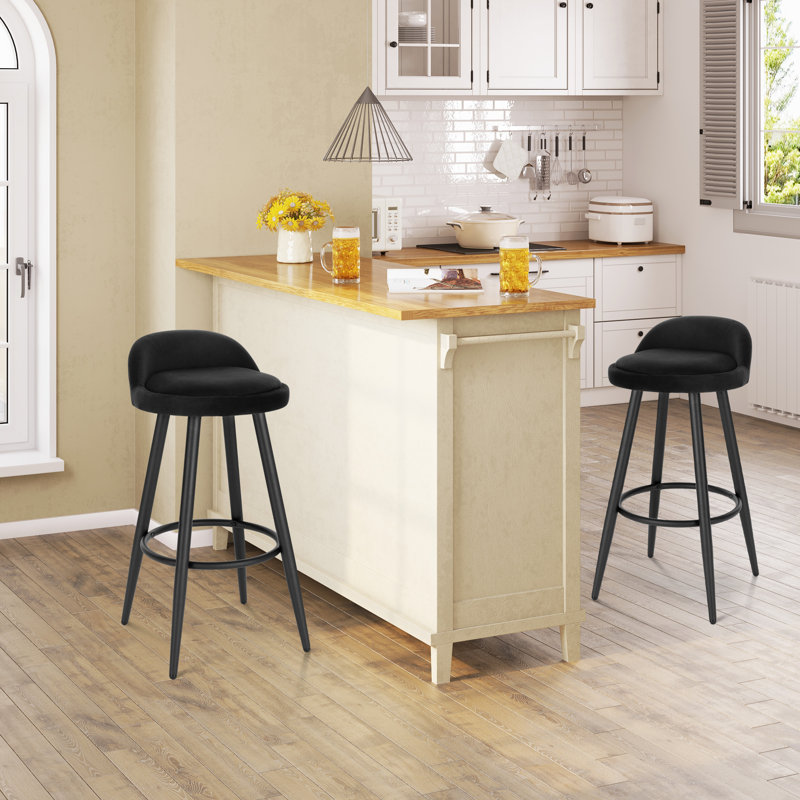 Aaser Upholstered Counter Stool with Metal Frame, Black