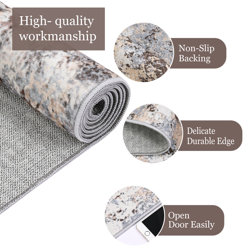 Washable Area Rug for Living Room or Bedroom - Soft & Easy to Clean - Modern Brown Carpet - Versatile Home Decor - Size: 5x7ft (152x213cm) - USA Specification