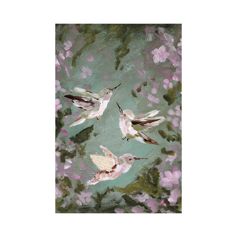 Hummingbirds In The Garden 1 Piece Wall Art on Canvas, 30.48 cm H x 20.32 cm W x 1.905 cm D, Does Not Apply