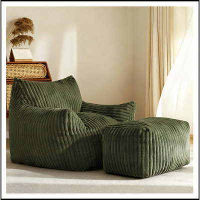 Curved Profile Lounger with Coordinated Ottoman for Contoured Seating and Integrated Home Decor Harmony