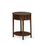 Ensemble de lit très grand 3 pièces - 1 structure de lit en bois avec tête de lit capitonnée en lin et capitonnée avec 2 tables de chevet pour la chambre à coucher - Table de chevet au fini noyer antique