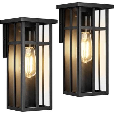 Waterproof & Rustproof Outdoor Wall Light Fixture, Modern  Porch Lantern with Clear Glass, Quick & Easy Install Exterior Sconce for Entryway, Patio, Garage
